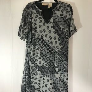 Black and White Paisley Asymmetrical Dress